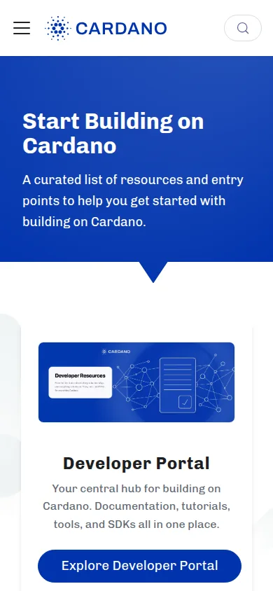 Cardano官网移动端开发者页界面